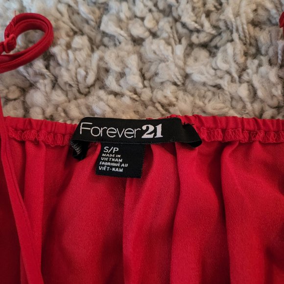 Forever 21 Red Ruffle Sun Dress - Size S - Picture 5 of 10